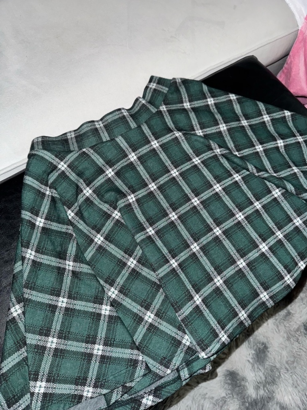 Green plaid skirt